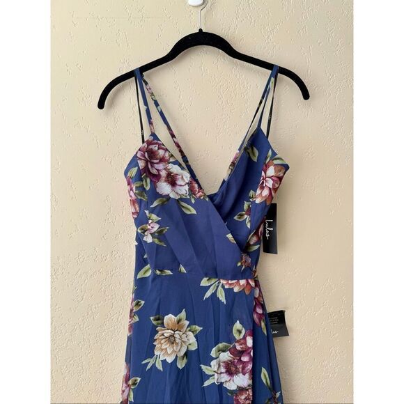 Lulus Always There For Me Navy Blue Floral Print Wrap Maxi Dress - Picture 6 of 8